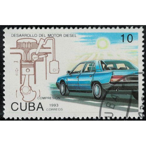 Cuba 1993 Oblitéré Used Transports Voiture Desarollo Développement Du Moteur Diesel Compression Su