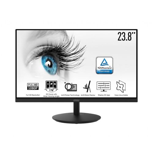 MSI PRO MP242 - Écran LED - 23.8" - 1920 x 1080 Full HD (1080p) @ 75 Hz - IPS - 250 cd/m² - 1000:1 - 5 ms - HDMI, VGA - noir