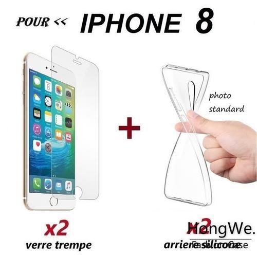 Coque Silicone + Vitre Verre Trempe Iphone 8