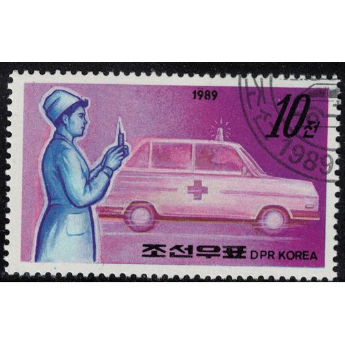 Corée Du Nord 1989 Oblitéré Used Nurse Infirmière Et Ambulance Vaccination Su
