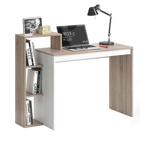 Bureau Au Design Scandinave Isidor - L. 110 X H. 91 Cm - Couleur Bois Et Blanc