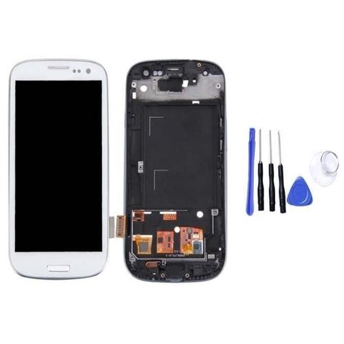 Samsung Galaxy S3 I9300 I9305 Ecran Lcd + Blanc Ecran Tactile Digitizer Assembly + Avec Châssis M38539