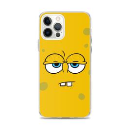 Coque iPhone 12 bob l'éponge visage sourire blasé spongebob colère fun  funny lol dessin transparente