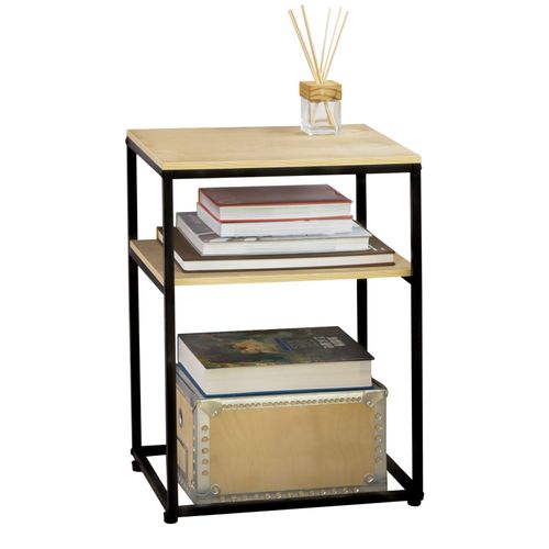 Sobuy Fbt94-N Table D'appoint Bout De Canapé Table Basse Table De Chevet Table De Salon À 2 Niveaux Style Industriel ¿ 45 X 35 X 64cm