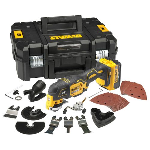 DeWalt DCS355M1 Multi-cutter à batteries 18V Li-Ion (1x batterie 4.0Ah) + set d'accessoire 35 pièces dans coffret - moteur sans charbon