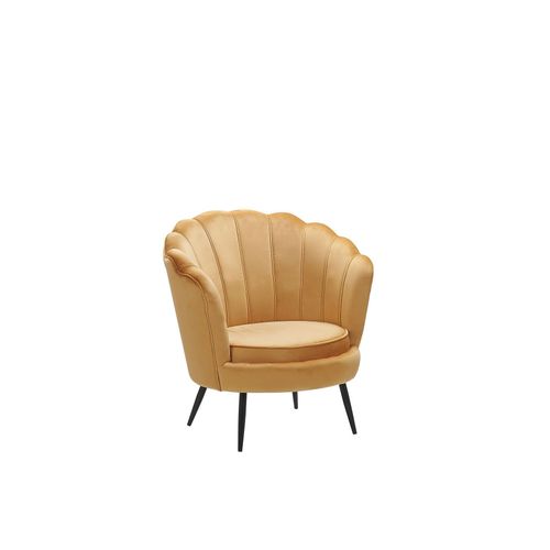 Fauteuil Fleur En Velours Jaune Lovikka