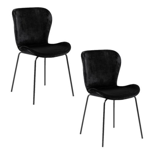 Lot De 2 Chaises Léonce En Velours Et Métal - Noir