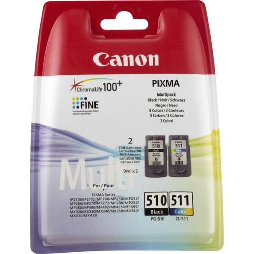 Canon PG-510 / CL-511 Multipack - Pack de 2 cartouches d'encre originales - noir, 3 couleurs (cyan, magenta, jaune)