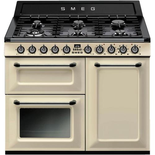 Smeg Victoria TR103P - Cuisinière (four à deux étages) - pose libre - largeur : 100 cm - profondeur : 60 cm - avec système auto-nettoyant - crème