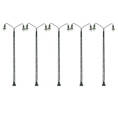 5 Pièces Modèle Fer Lampe Treillis Mât Lumière Ho 1:87 Échelle Led Réverbère Train Mise En Page Jardin Décoration Artisanat