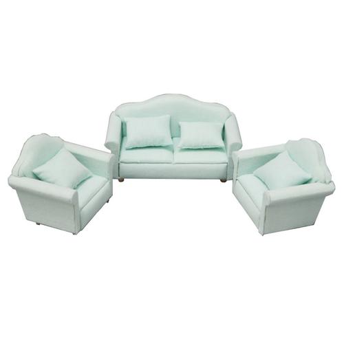 3 Pièces Séries 1/12 Échelle Maison De Poupées Vert Fauteuil Canapé Canapé, Meubles Miniatures Pour Accessoires De Décoration De Maison De Poupée