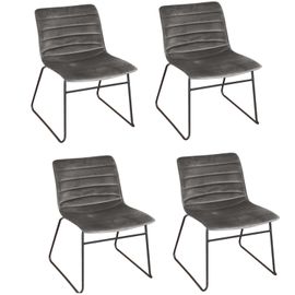 Lot De 4 Chaises De Table Design Velours Brooklyn - Gris