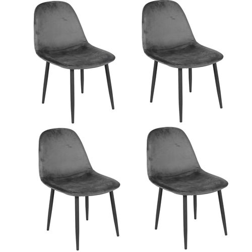 Lot De 4 Chaises De Table Design Velours Inoui - Gris