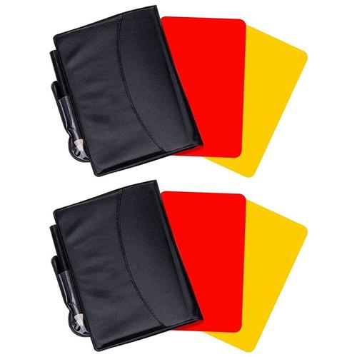 Lot De 2 Jeux Cartes D'arbitre Football, Rouges Et Jaunes D'avertissement Avec Feuilles Pointage Portefeuille, Accessoires Football Au Crayon