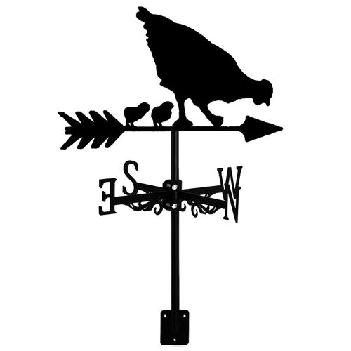 Poule Et Poussins Girouette - Silhouette Rétro Indicateur De Direction Du Vent Décoratif Pour Ferme En Plein Air