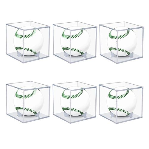 Vitrine De Baseball 6 Pièces, Boîte De Présentation En Acrylique Protégée Contre Les Uv, Vitrine Transparente De Boule D'autographe De Souvenirs De Vitrine