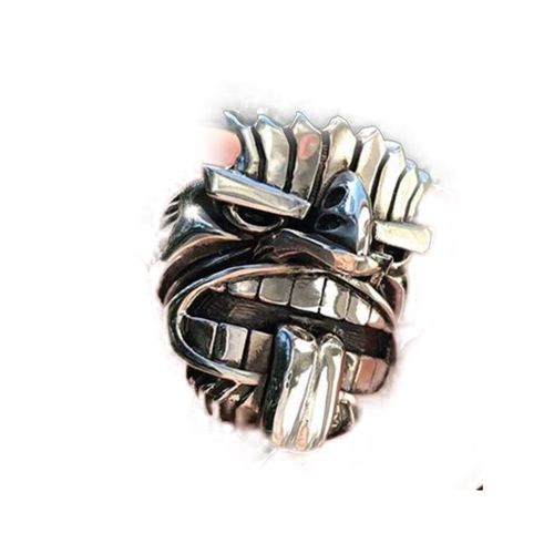 Bague Taille 10us Tiki Qui Tire La Langue Chevaliere En Inox Rock Roll Mixte