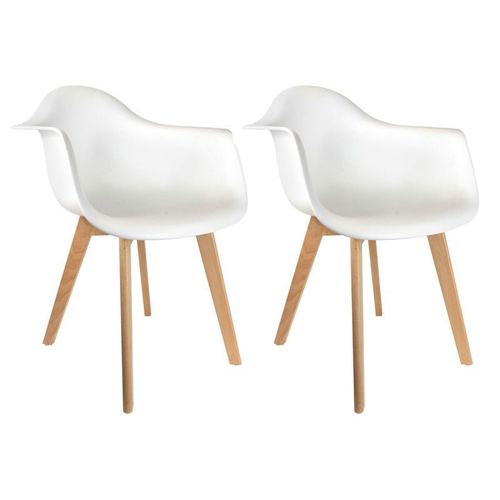 Paris Prix - Lot De 2 Fauteuils Scandinave "Julda" 85cm Blanc