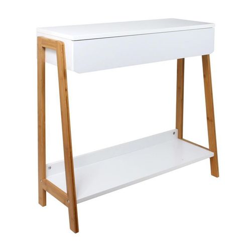 Paris Prix - Console 1 Tiroir "Malaga" 83cm Blanc & Naturel