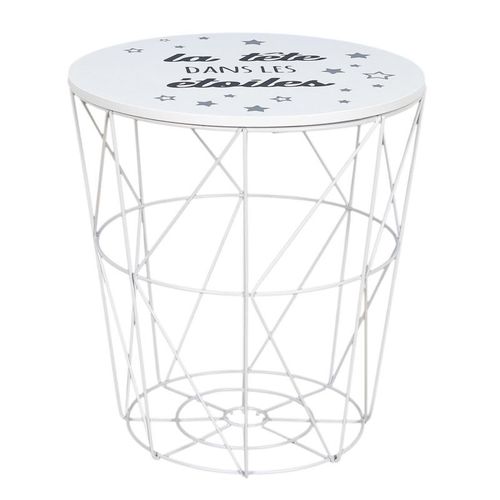 Paris Prix - Table D'appoint "Tête Dans Les Étoiles" 30cm Blanc