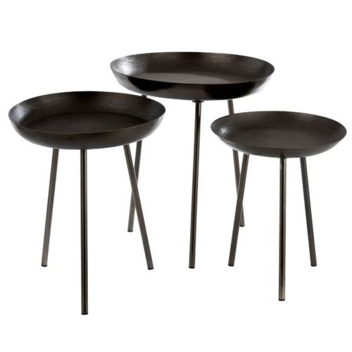 Paris Prix - Lot De 3 Tables D'appoint Rondes "Cario" 50cm Gris