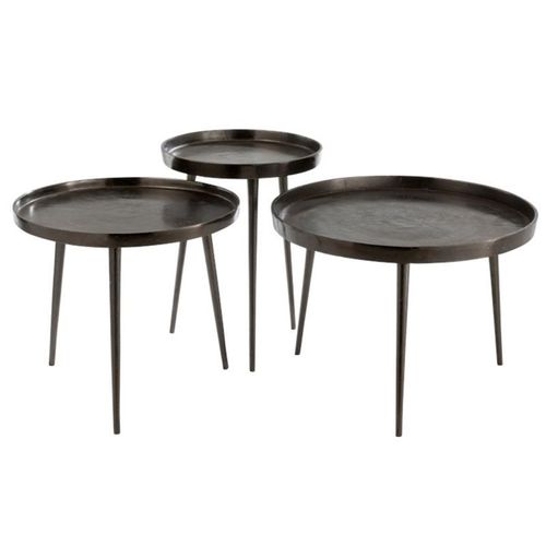 Paris Prix - Lot De 3 Tables D'appoint Rondes "Cario" 61cm Gris