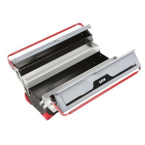 Caisse à outils bi-matière - 5 cases - poignées rabattables - 540 mm SAM OUTILLAGE