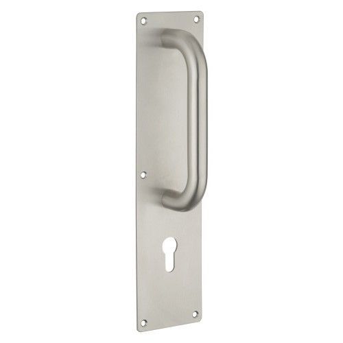 Poignée de tirage sur plaque cylindre - en inox - porte battante FTH THIRARD