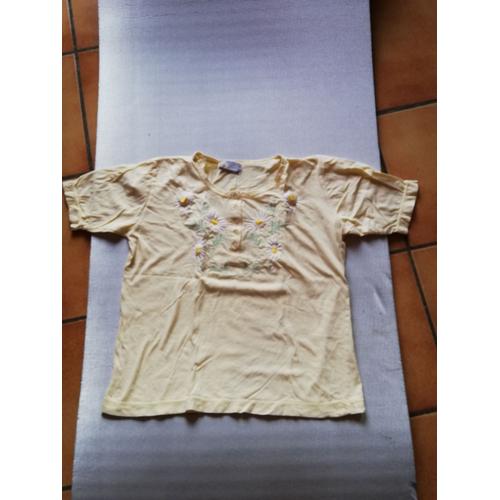 T-Shirt Jaune Pâle Motif "Marguerites" - Marque Burton - Taille 38/40 (M)
