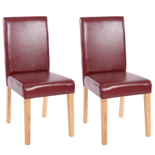 Lot De 2 Chaises De Salle À Manger Simili-Cuir Rouge/Brun Pieds Clairs Cds04034