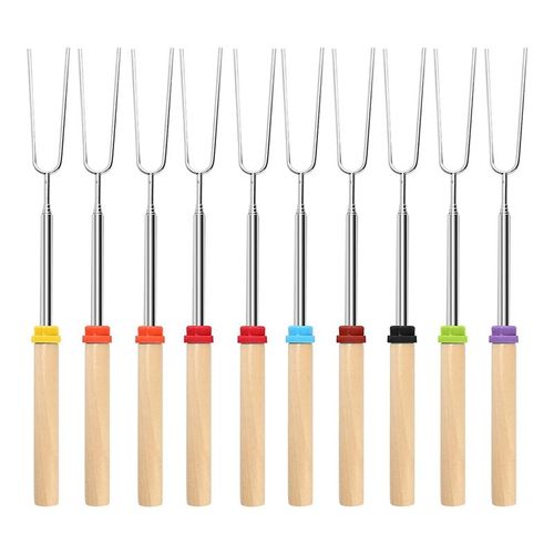 10 Pièces 32 Pouces Bâtons À Rôtir De Guimauve Pour Foyer, Brochettes De Bâtons Smores, Bâtons À Rôtir Télescopiques Pour Hot-Dog De Qualité Supérieure