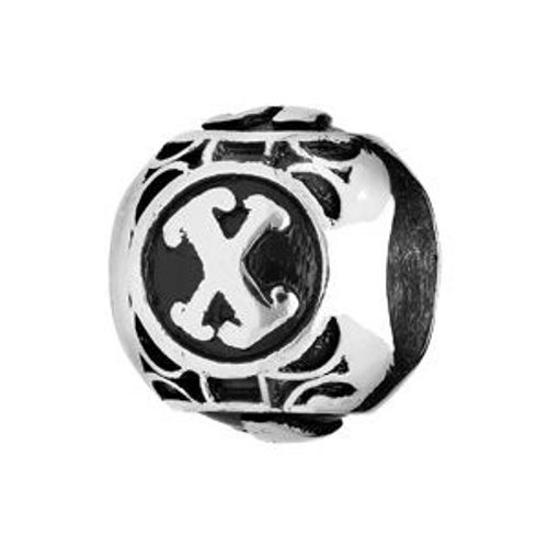 Thabora Charms Acier Boule Alphabet "X" Patiné Noire