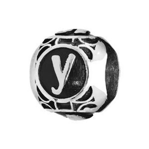 Thabora Charms Acier Boule Alphabet "Y" Patiné Noire
