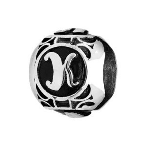 Thabora Charms Acier Boule Alphabet "K" Patiné Noire