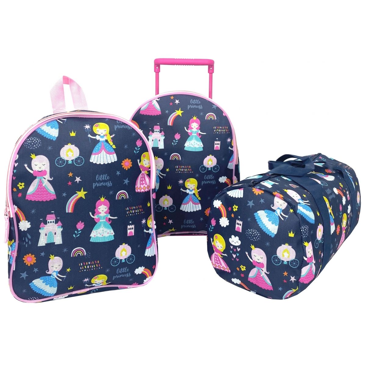 Lot de 3 sacs scolaire enfant avec 2 sacs à dos dont 1 à roulettes plus 1 polochon