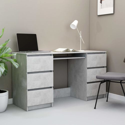 Vidaxl Bureau Gris Béton 140x50x77 Cm Aggloméré