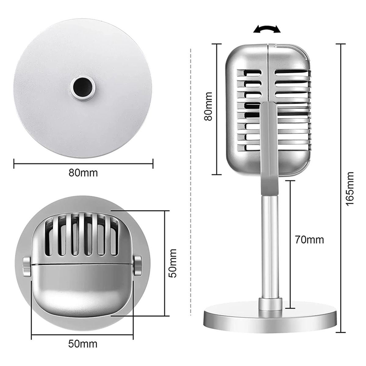Microphone Vocal Dynamique RTro Classique, Support Universe... - 2