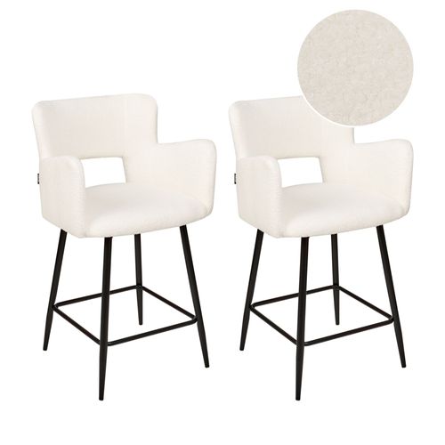 Tabouret De Bar Set De 2 Bouclé Crème Sanilac