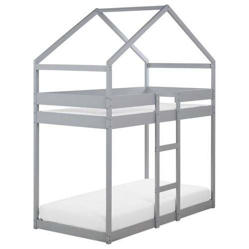 Lit Superposé En Bois 90 X 200 Cm Gris Labatut
