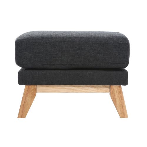 Pouf Repose-Pieds Scandinave Déhoussable Gris Foncé Oslo