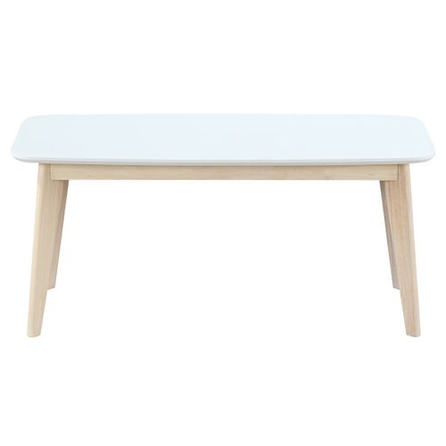 Banc Scandinave Blanc Et Bois Clair L100 Cm Leena