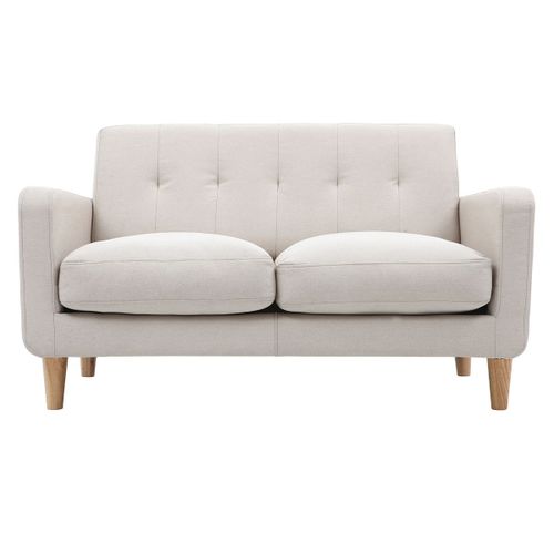 Canapé Scandinave 2 Places En Tissu Beige Naturel Luna