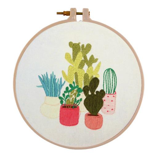 Bricolage Cactus Plantes Broderie Couture Point De Croix Travail Manuel Artisanat Style Simple Adapté Aux Débutants 30x30cm