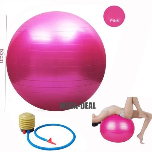 65cm Haute Qualité Gym Fitness Ballon Anti-Éclatement Yoga Ballon D'exercice W/Pompe (Rose)Mkk44