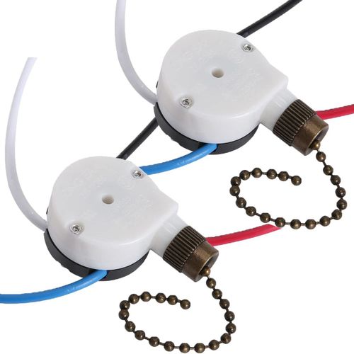 2 PièCes Interrupteur de LumièRe de Ventilateur ZE-208S 3 Vitesses 4 Fils Interrupteur de Ventilateur de Plafond PièCe de Rechange ContrôLe de Vitesse Interrupteur à ChaîNe Bronze