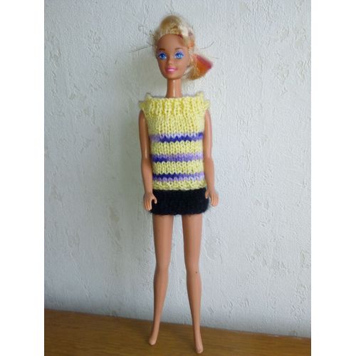Haut N° 9 Tricoté Main Pour Poupée Barbie