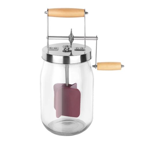 Baratteur À Beurre Manuel De 1,5 Litres - Poignée En Bois Secoue Le Fabricant De Beurre Manuel À Engrenages En Acier Inoxydable, Baratteur À Beurre