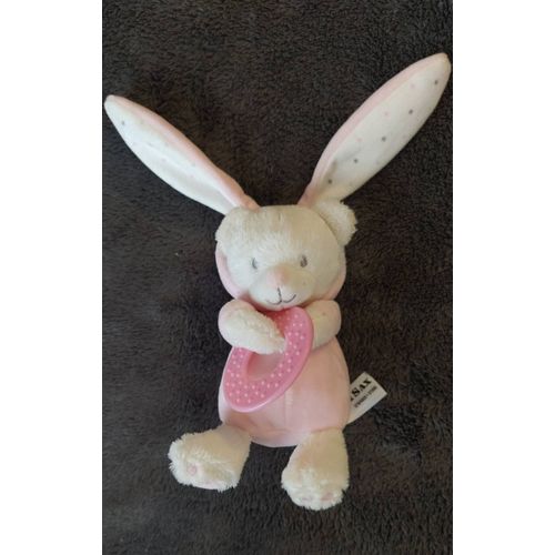 Peluche Doudou Ours Déguisé En Lapin Blanc Et Rose Max & Sax Anneau De Dentition Étoiles Capuche