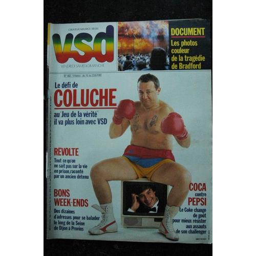 Vsd 402 Mai 1985 Cover Coluche Jeu De La Verite Juliette Binoche Lucky Luke Tragedie De Bradford