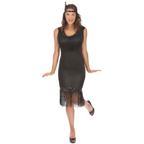 Déguisement Grande Taille Robe Charleston Noire Femme - Taille: Xxl